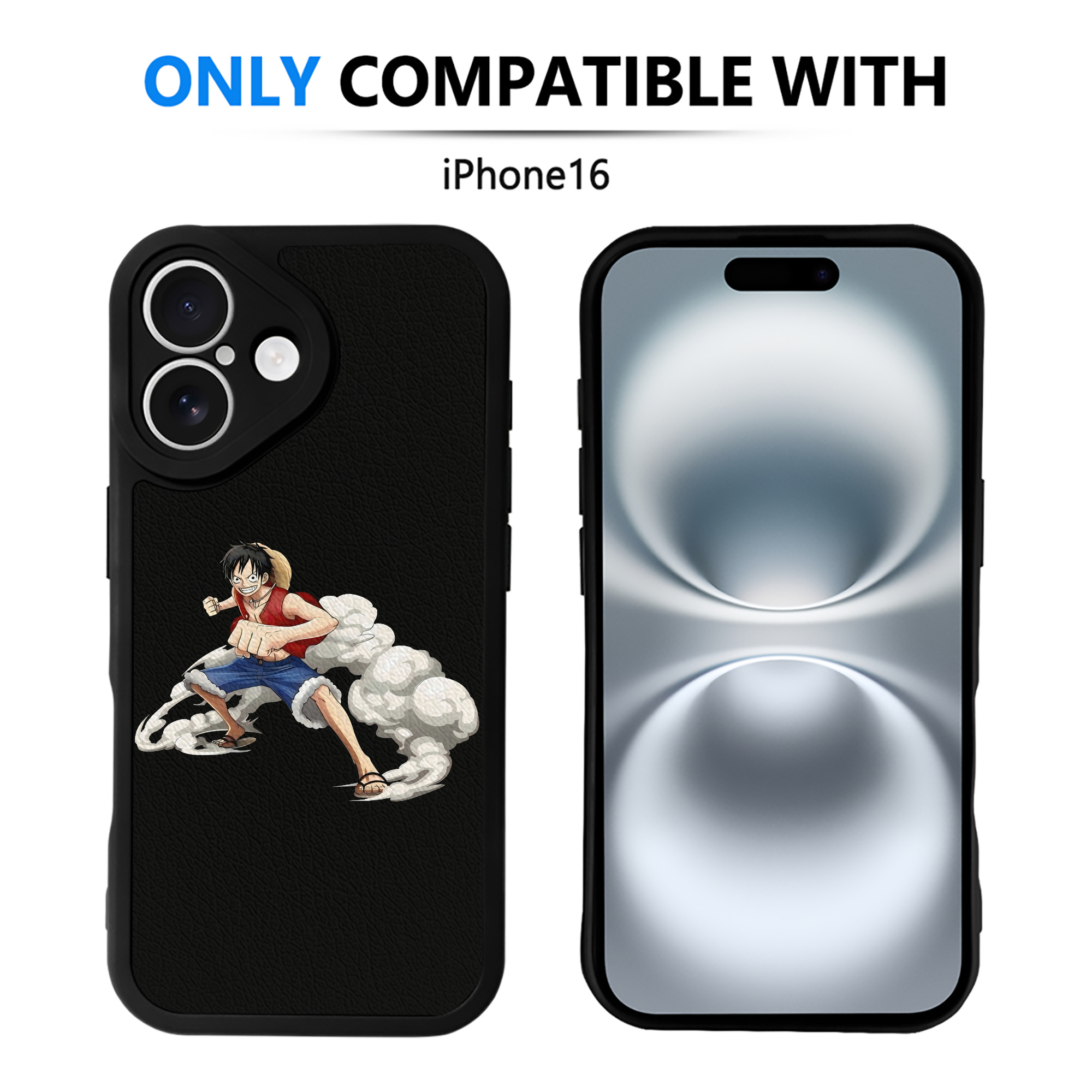 （画像用） ワンピース モンキー・D・ルフィ ONE PIECE Monkey D. Luffy 【iPhone 16シリーズ対応】シリコンスマホケース（レザー調） 材質：シリコン